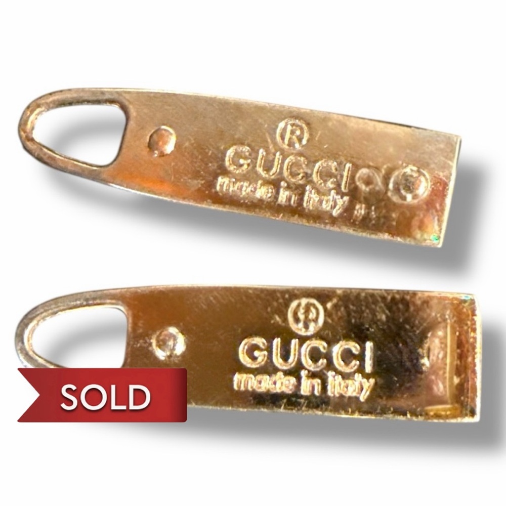 Gucci Gold Zipper Pulls Set of 2 — “Made in Italy” Logo Hardware Replacement - Picture 1 of 2